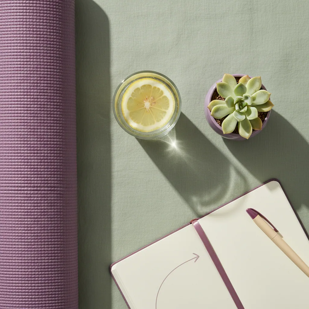 Yoga mat and wellness flat-lay - weight management supplement without stimulants